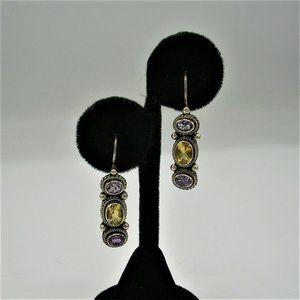 Amethyst and Citrine Earrings-925 Sterling-NWOT